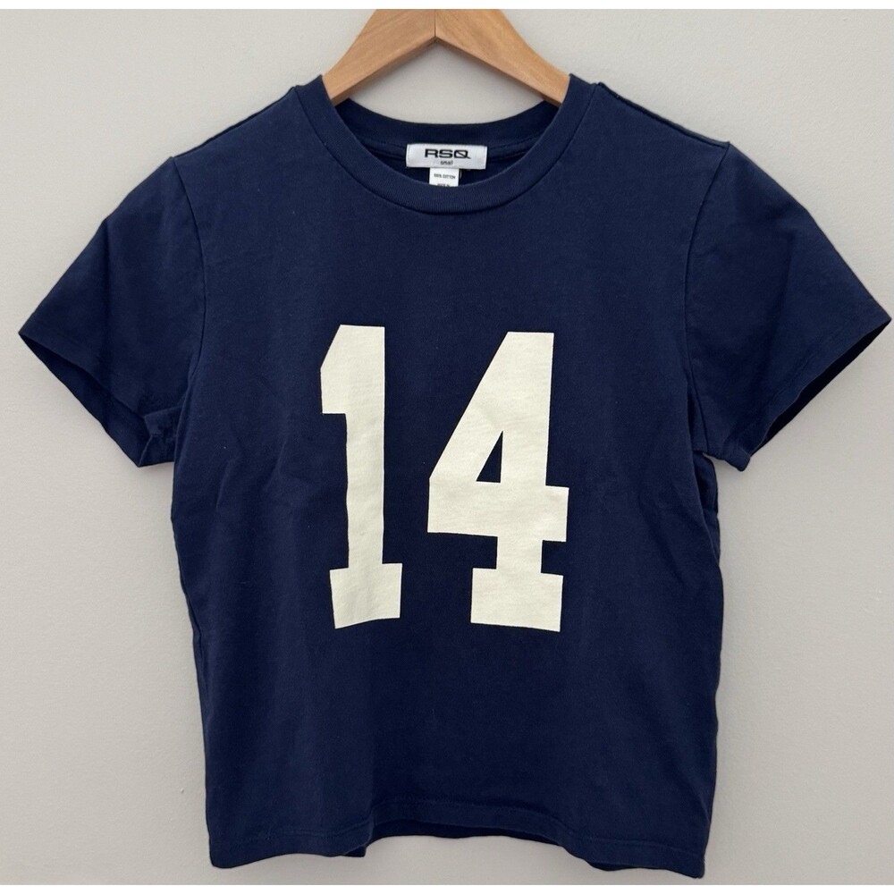 RSQ Navy "14" Graphic Tee 100% Cotton Girls Teen Small